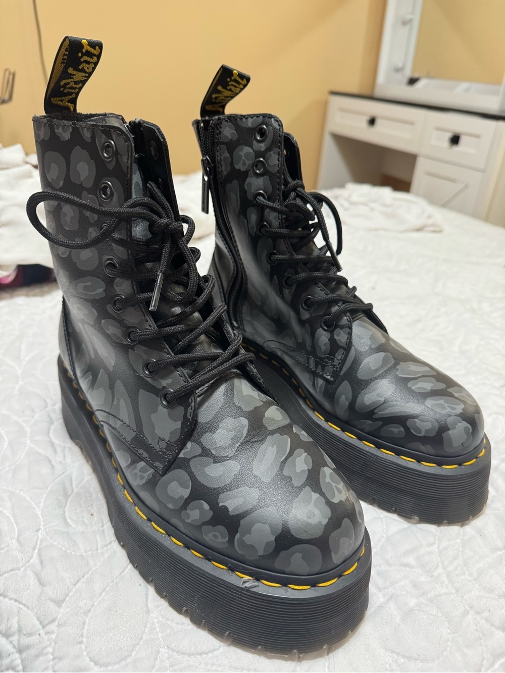 Distorted Cheetah Print Doc Martens